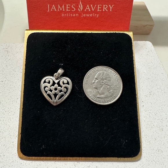 James Avery Silver Floral Scoll Heart Pendant Retired - Picture 3 of 3